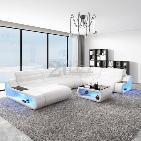 مبل سکشنال LED گوشه چرمی برای اتاق نشیمن