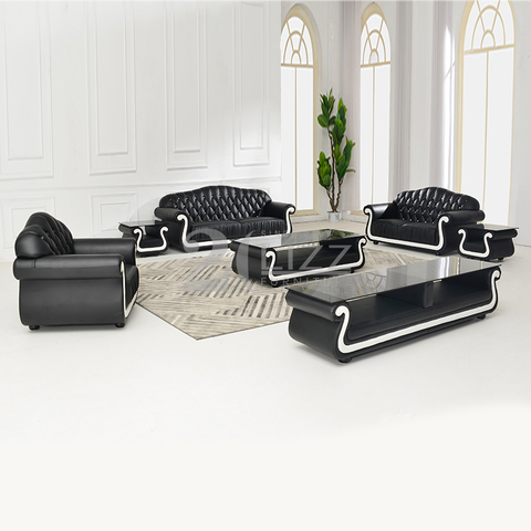 مبل نشیمن چرمی Chesterfield با میز